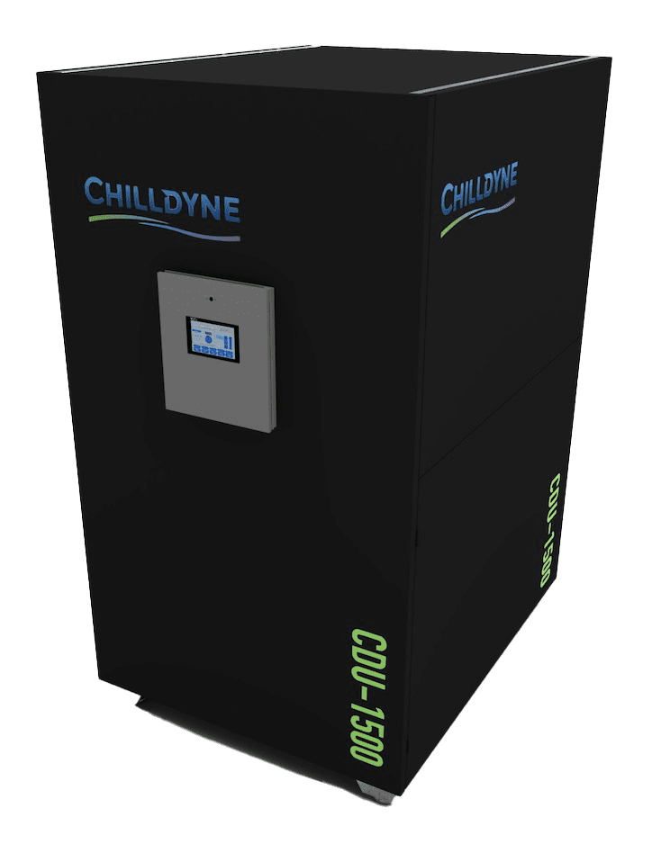 Black industrial machine labeled CHILODYNE with a display screen.