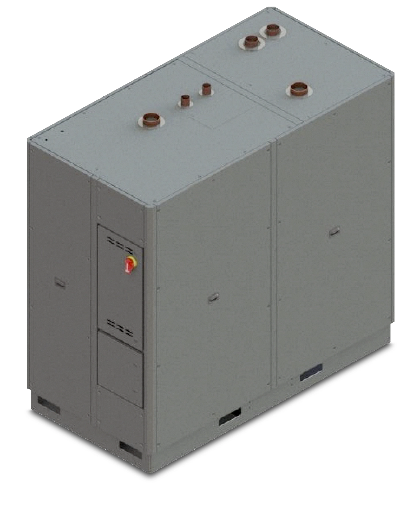 Industrial electrical control panel unit with indicator lights and switches.