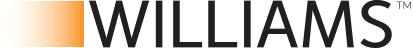 Williams logo with orange gradient square